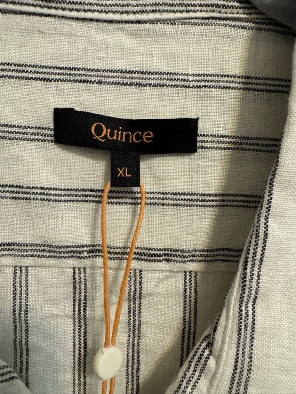 Quince White and faded black Vertical Stripe Button-Down Shirt Dress - Picture 3 of 4
